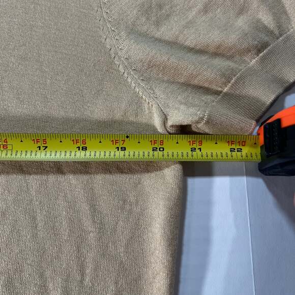 SUITSUPPLY Silk Wool Cashmere Short Sleeve Johnny Collar Polo Tan Large - Picture 5 of 7